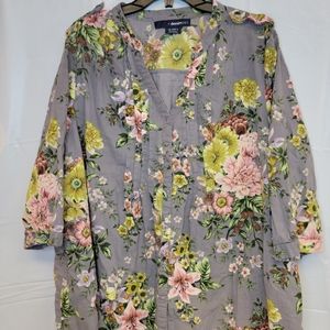 Denim 24/7 sz 24W floral button up
